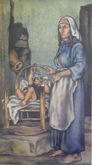 Kültür ve Turizm Bakanlığı Yayınları, Ana ve Çocuk, Neşet Günal ( 1923 - 2002 ) 50x70 cm.