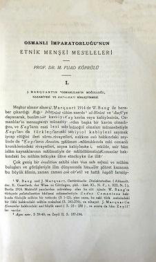 Türk Tarih Kurumu, Osmanlı İmparatorluğu’nun Etnik Menşei Mes’eleleri, Mehmed Fuad Köprülü