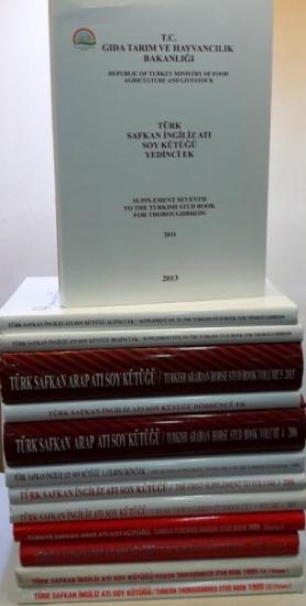 Gıda Tarım ve Hayvancılık Bakanlığı Yayınları, Türk Safkan İngiliz Atı Soy Kütüğü, Türkiye Safkan Arap Atı Soy Kütüğü. 1 - 13 kitap - Books : Turkish Thoroughbred Stud Book, Turkish Arabian Horse Stud