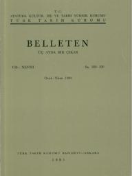 Türk Tarih Kurumu, Belleten : Sayı : 189, 190-Yıl : 1984 Ocak-Nisan : Cilt : 48, Kolektif