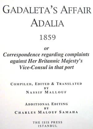 Isis Press, Gadaleta’s Affair. Adalia 1859, Charles Malouf Samaha , Nassif Mallouf