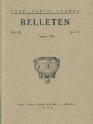 Türk Tarih Kurumu, Belleten : Sayı : 027-Yıl : 1943 Temmuz : Cilt : 7, Kolektif